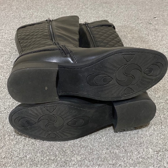 Black Quilted Knee High Winter Boots Women Size 9 - Picture 8 of 14